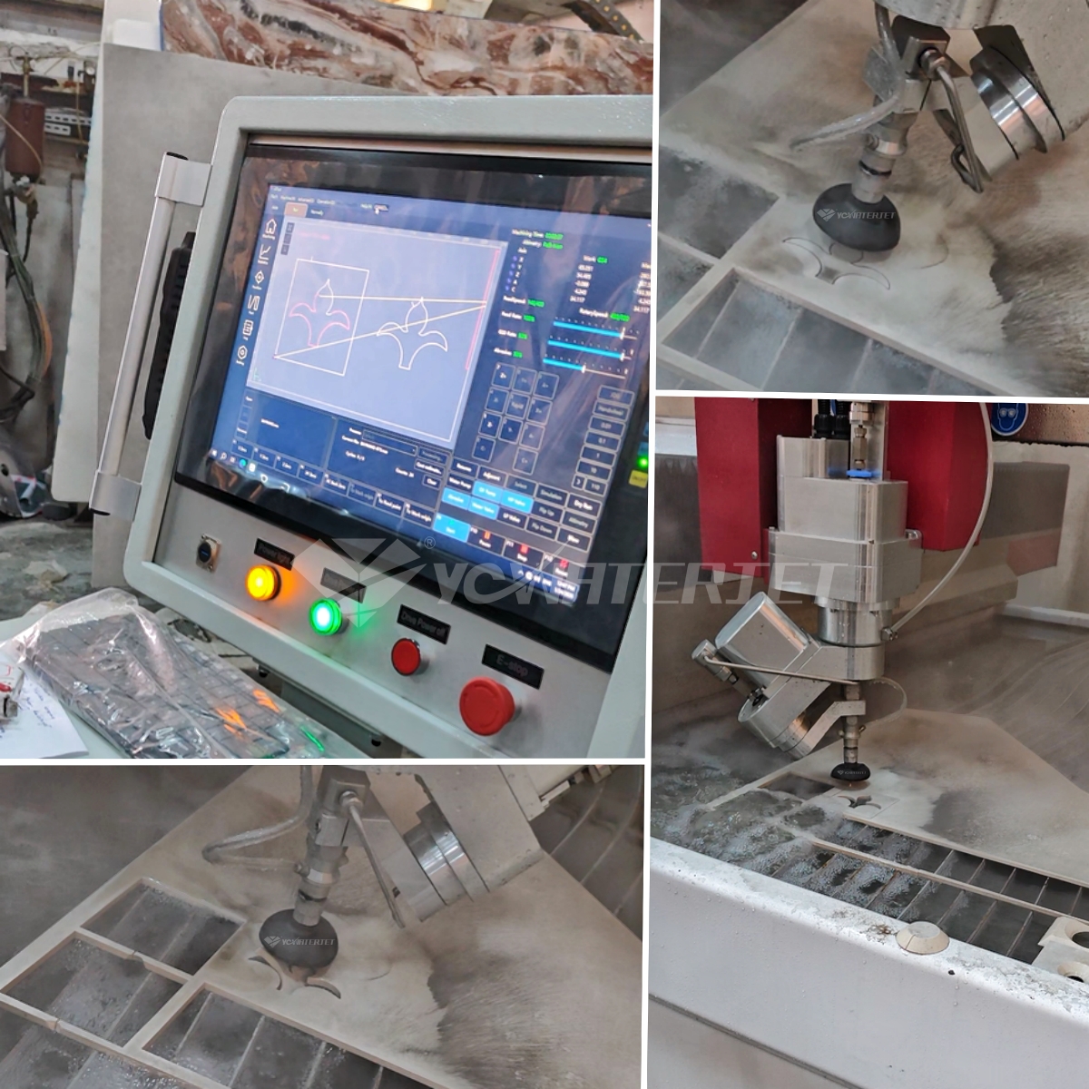 Wasserstrahlschneiden von gemustertem Stein, 